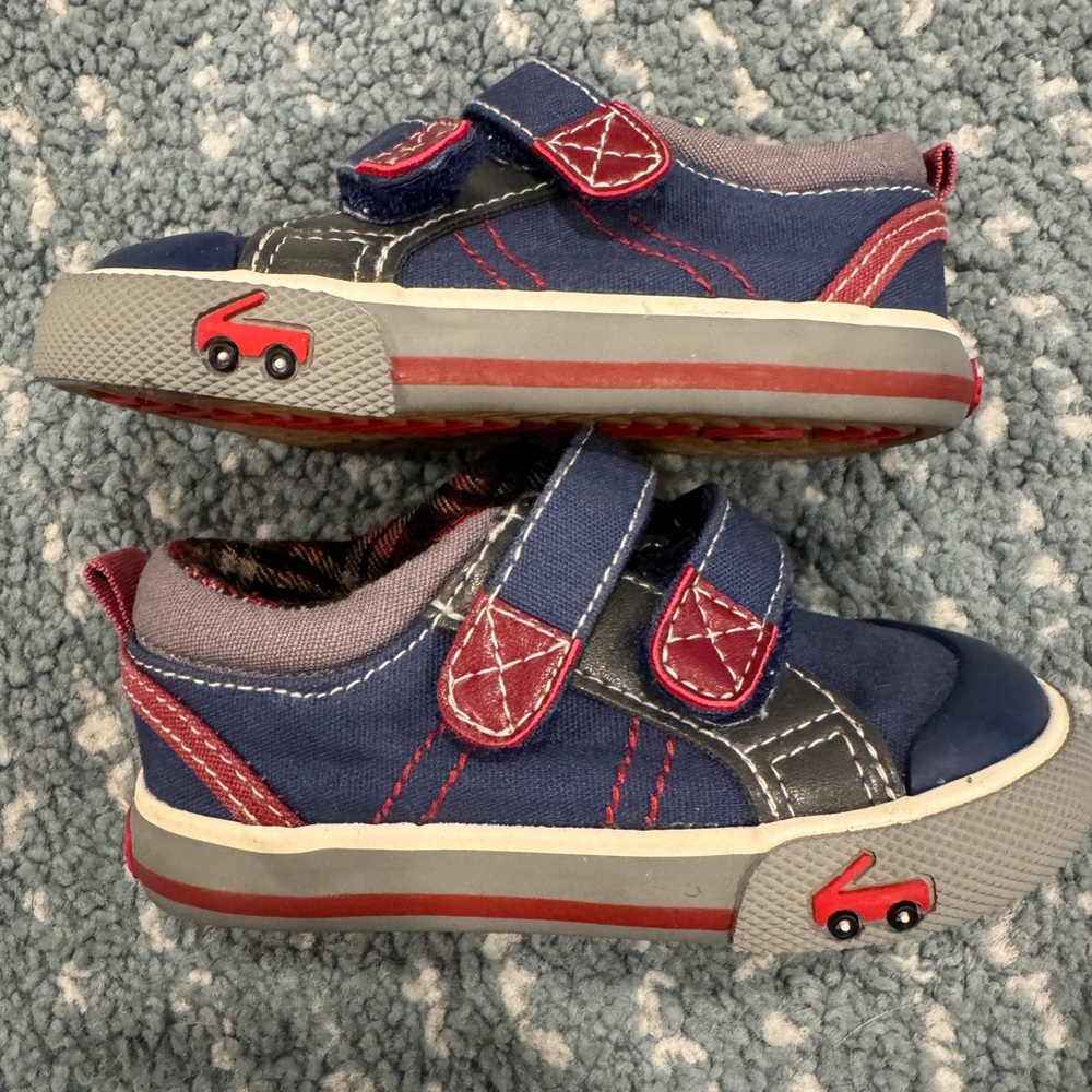 Toddler Blue and Red Velcro Sneakers